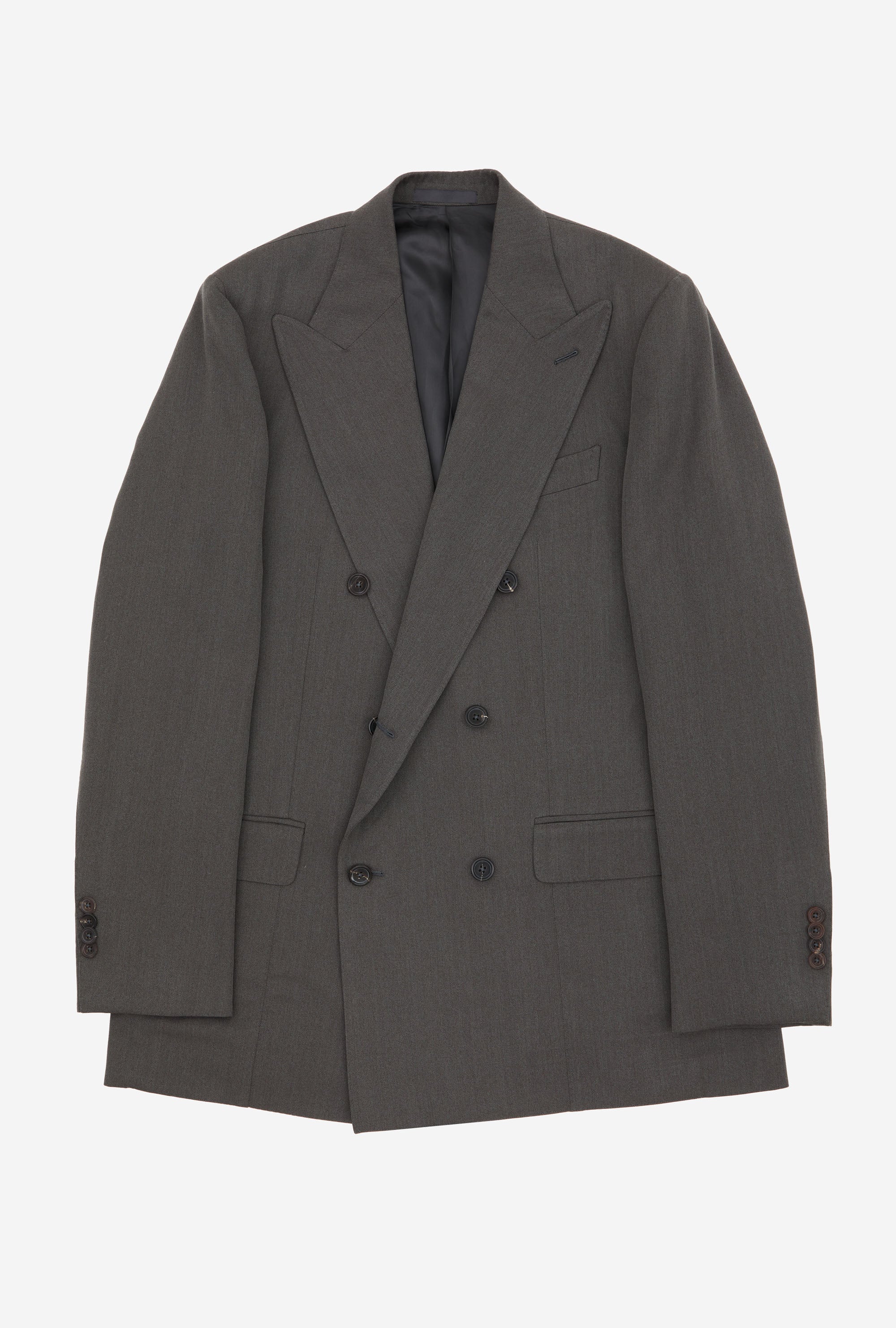 Suit Double Breasted Olive Wool Gabardine