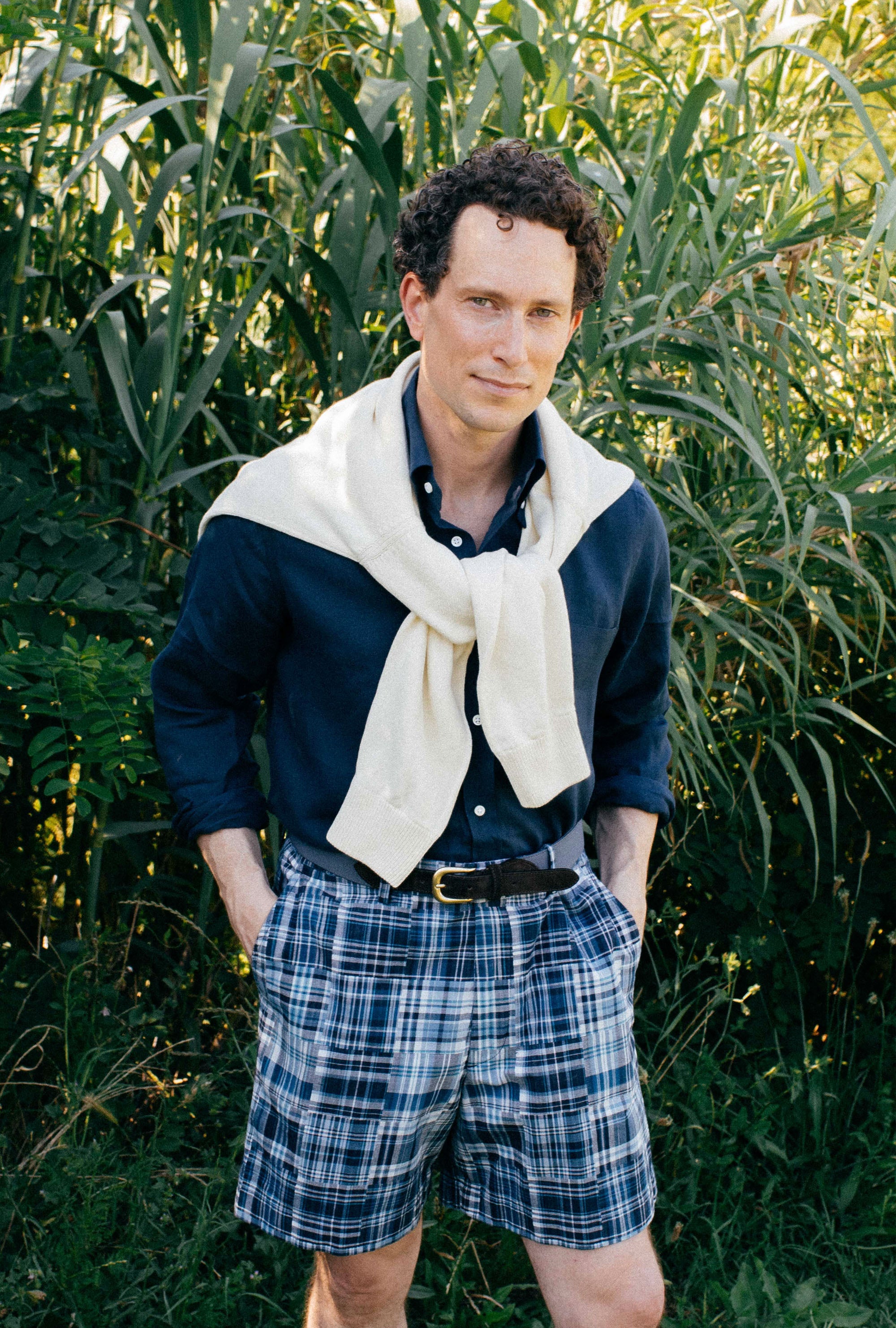 Madras Shorts Patchwork Blue