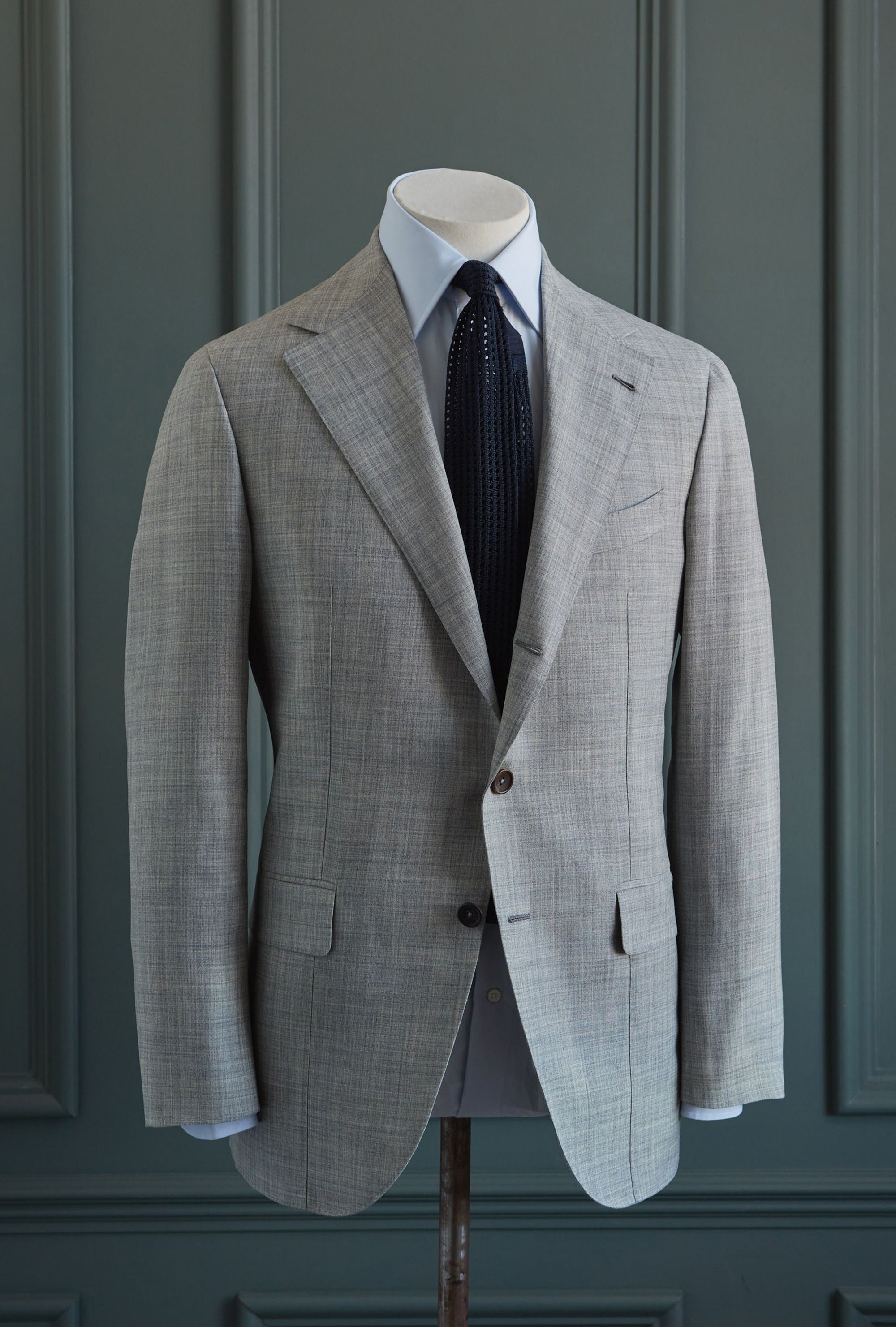 Suit Single Breasted Grey High-Twist Wool-Silk