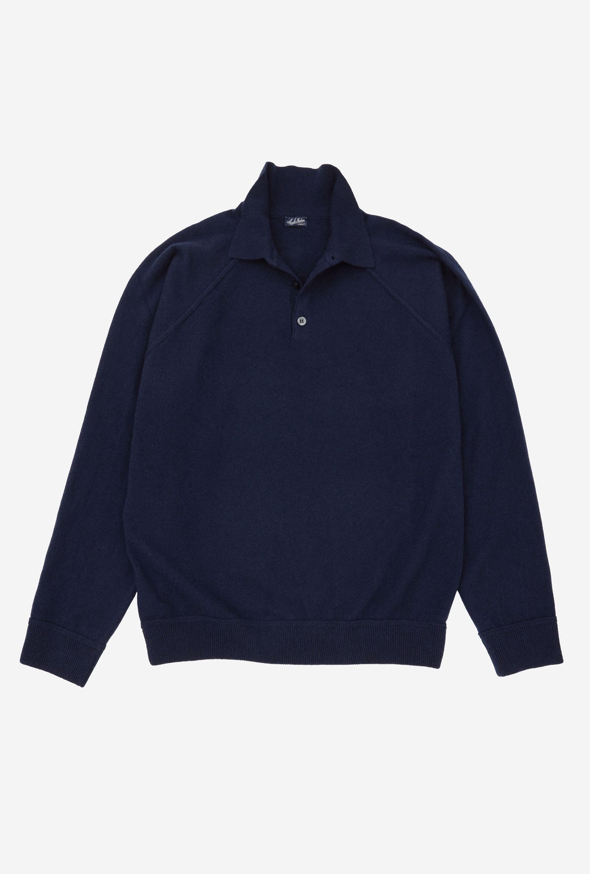 Raglan Sleeve Polo Wool-Cashmere Navy
