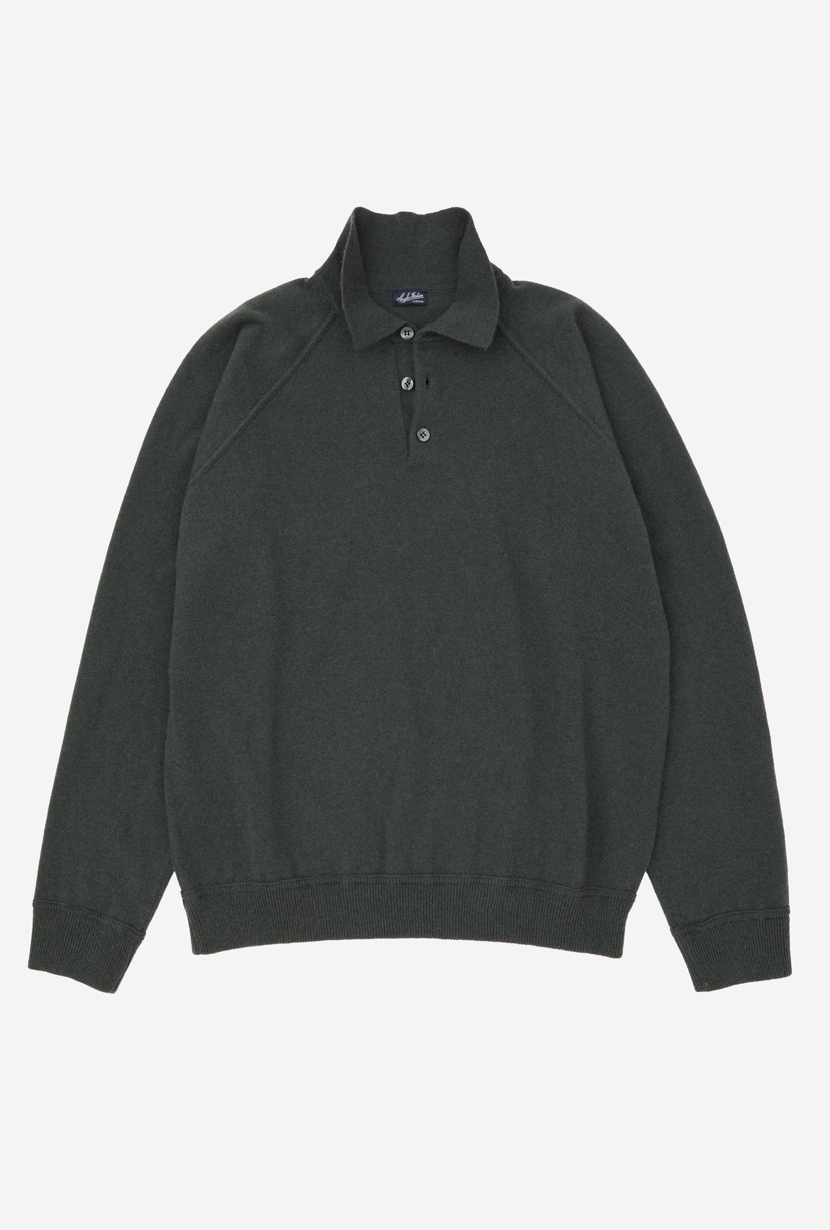 Raglan Sleeve Polo Wool-Cashmere Moss