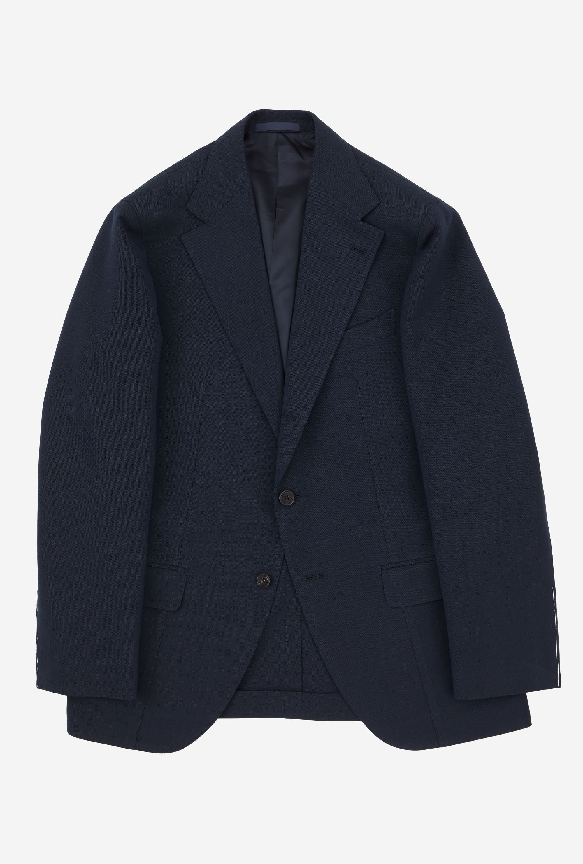 Suit Single Breasted Wool Cotton Navy