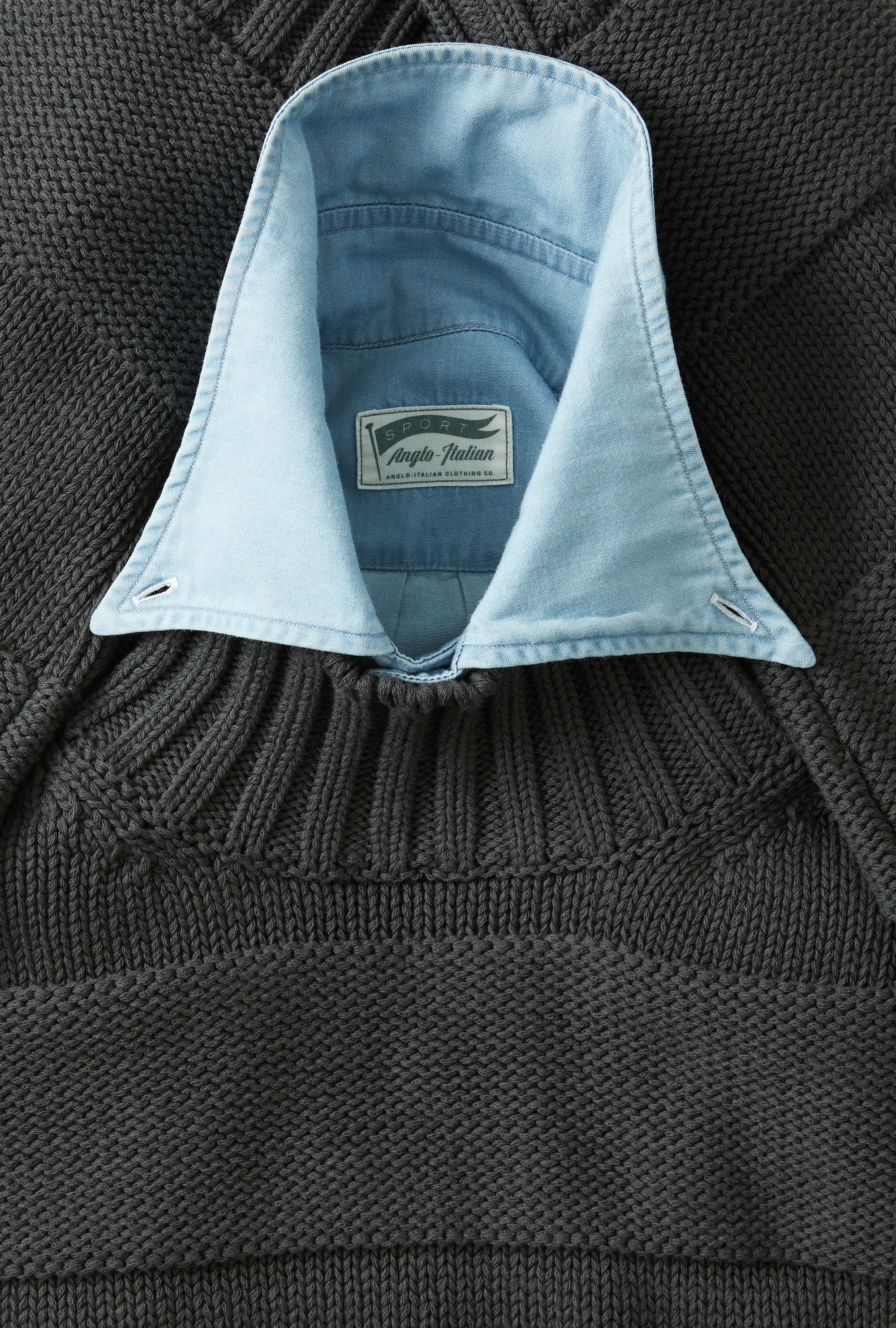 Mockneck Cotton Steel Stripe