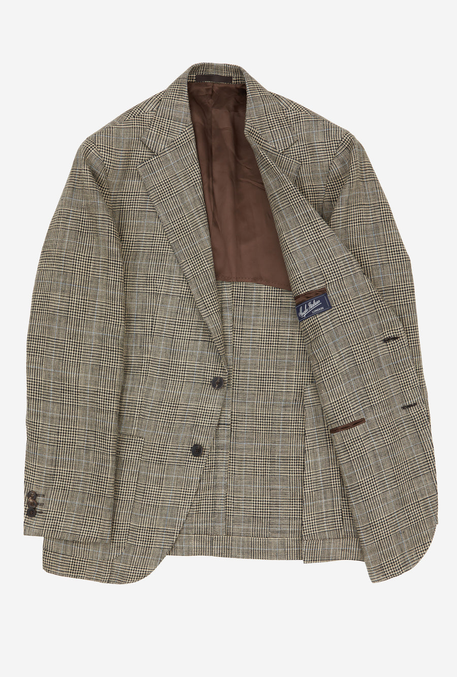 Sport Jacket Silk-Linen Stone Glen Plaid Sky Overcheck