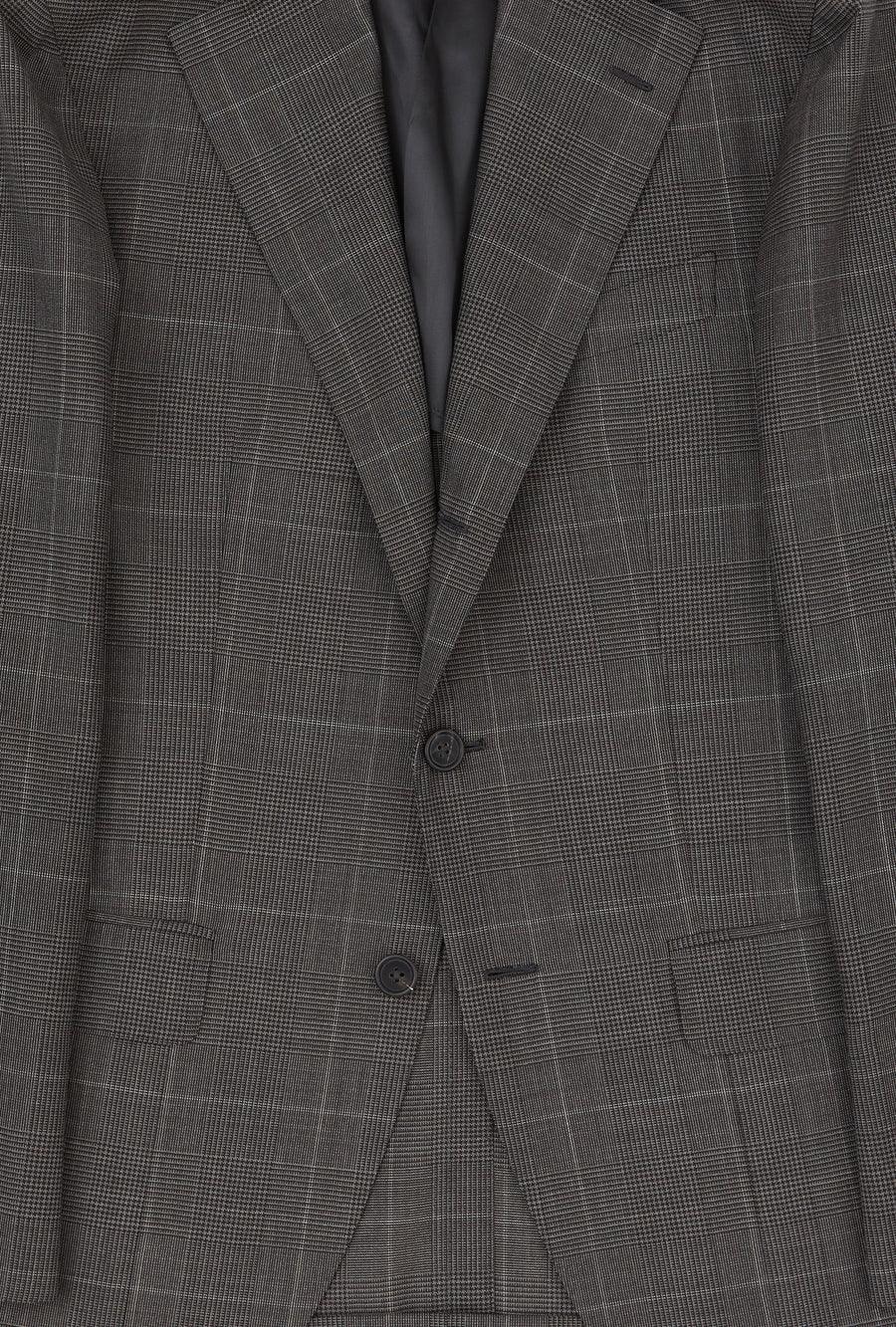 Suit Single Breasted Dark Taupe Glen Plaid Stone Overcheck