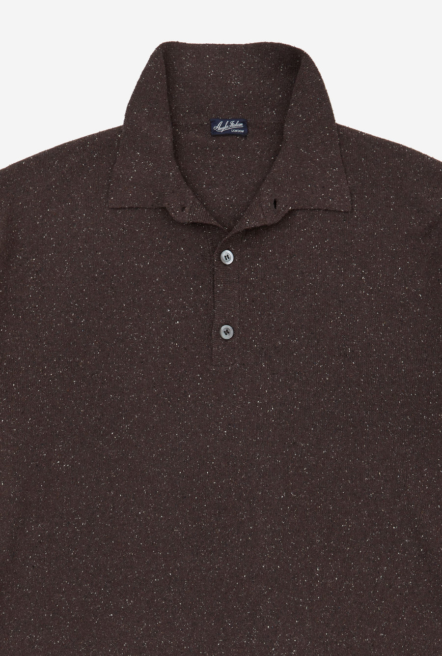 Knitted Polo Silk Brown Melange