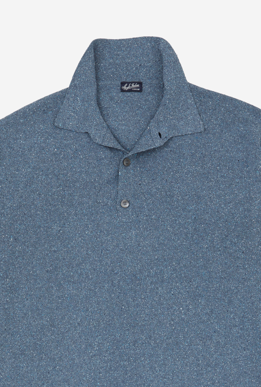 Knitted Polo Silk Airforce Blue Melange