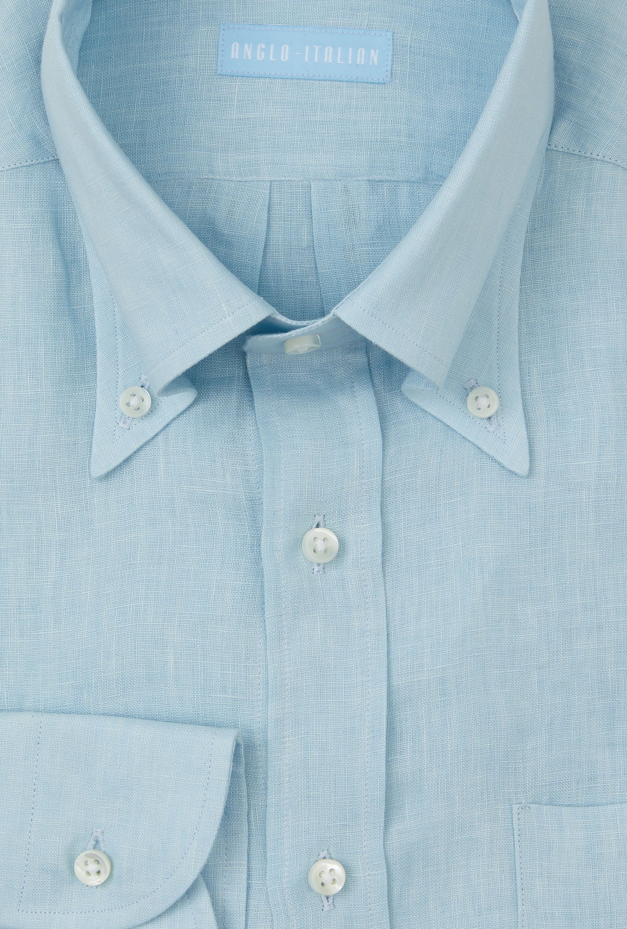 Button Down Linen Shirt Teal