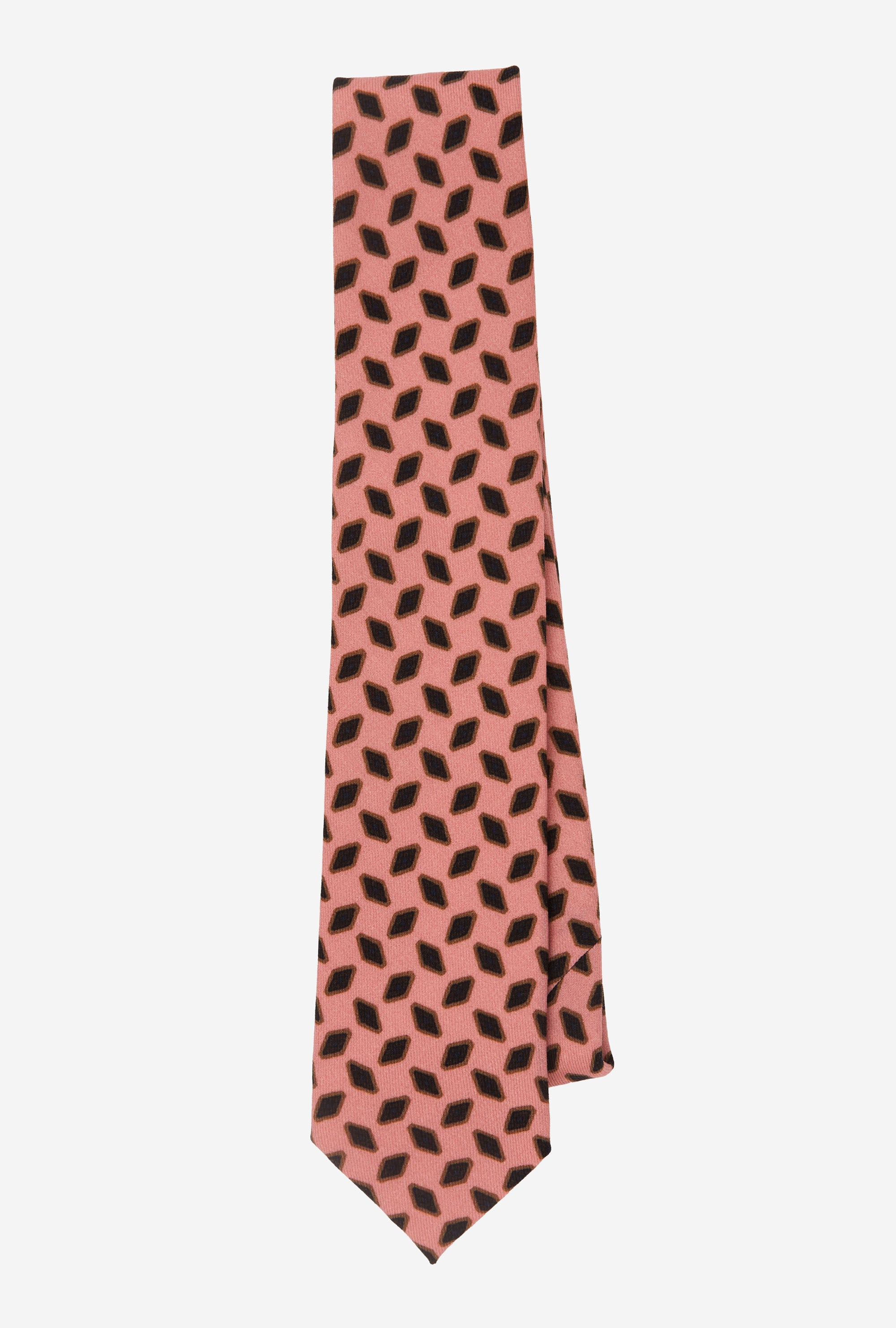 Wool Tie Rhomboid Pink Rust Coffee