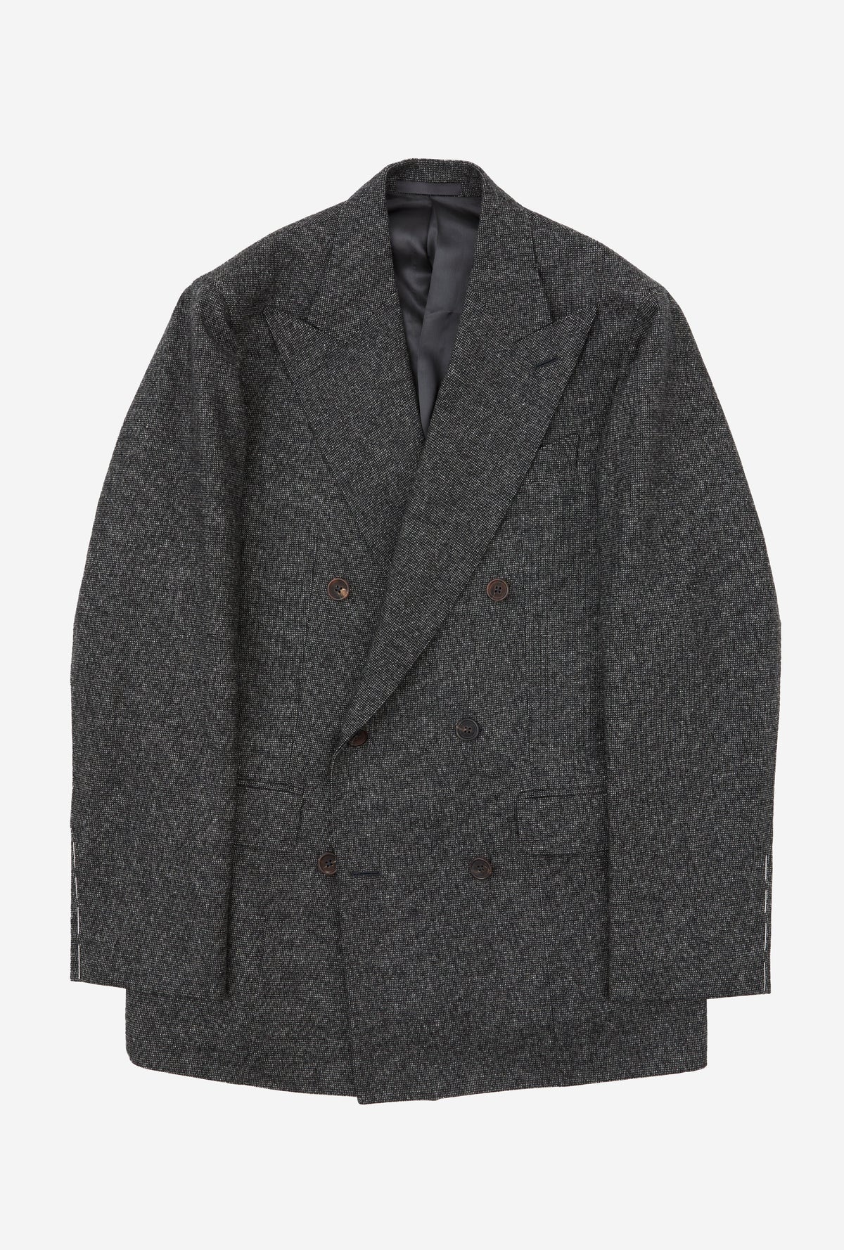 Suit Double Breasted Charcoal Nailhead Flannel