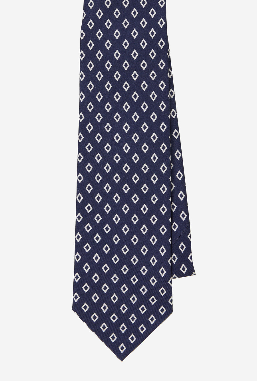 Dry Silk Tie Navy White Diamond