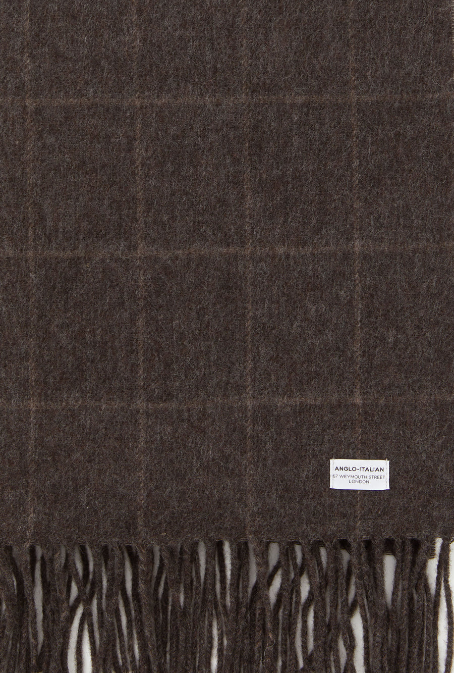 Wool Scarf Brown Melange Taupe Overcheck