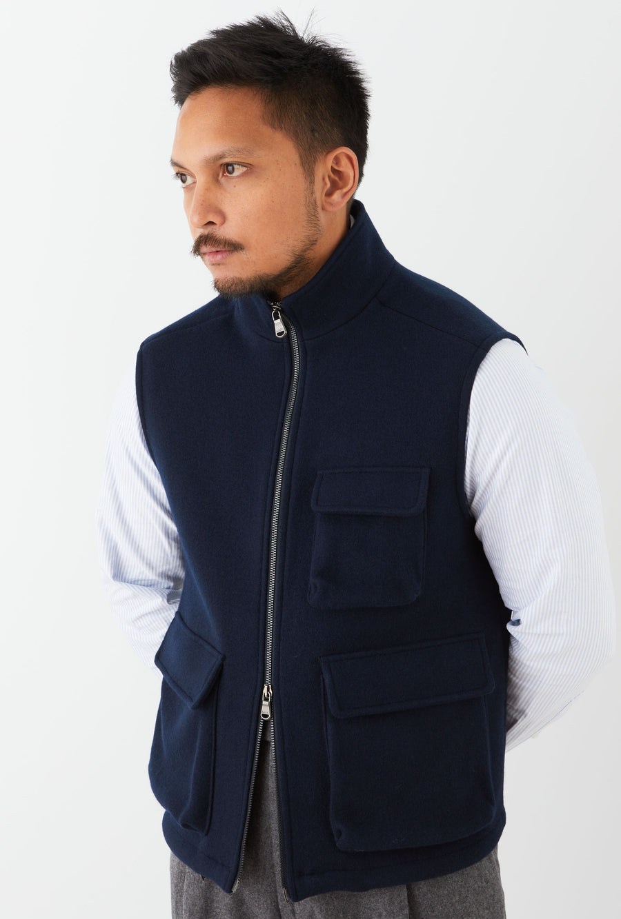 Gilet Wool Jersey Navy
