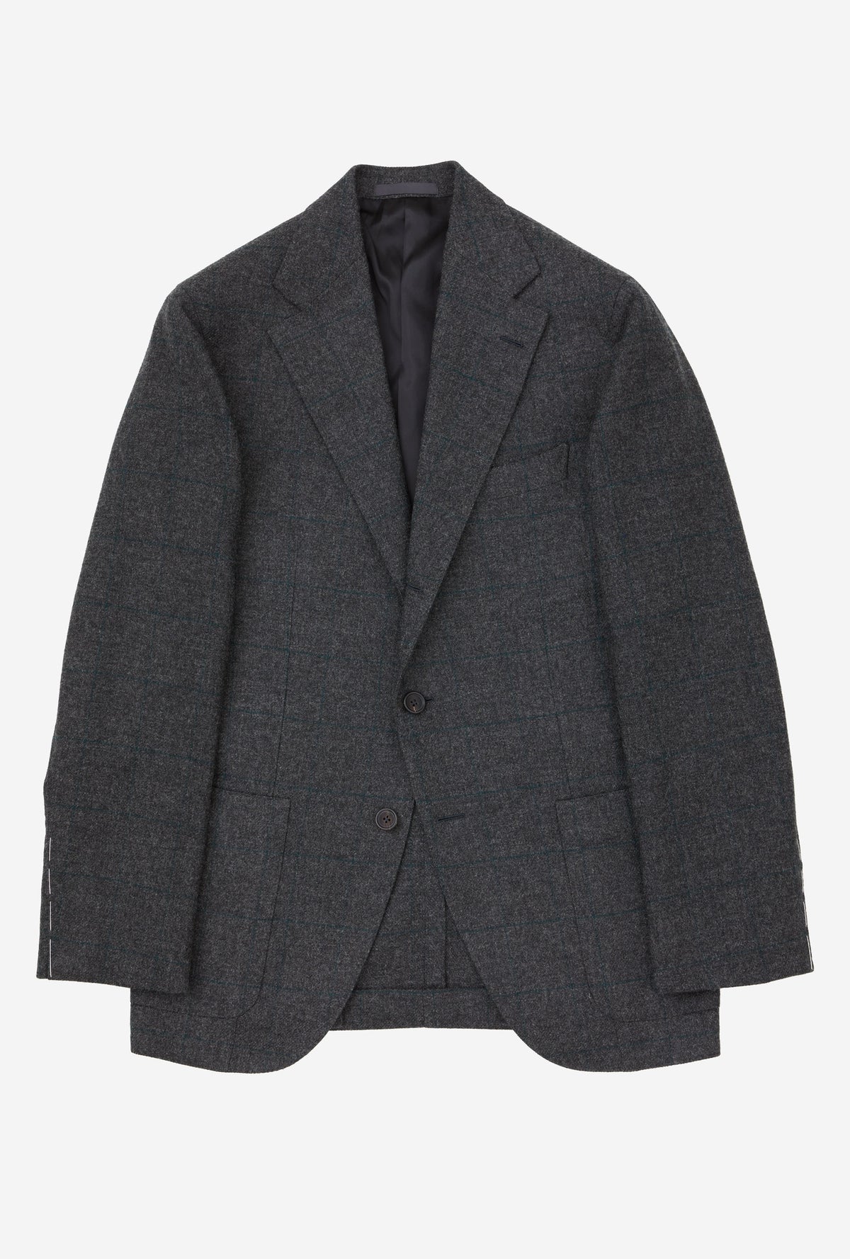 Sport Jacket Wool Grey Melange Emerald Windowpane