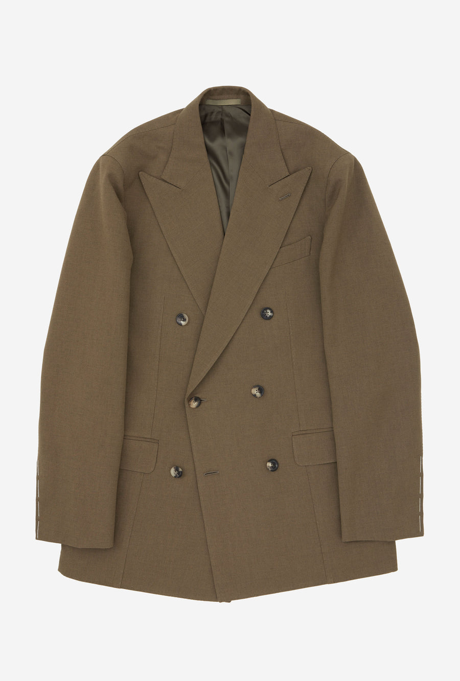 Suit Double Breasted Wool Cotton Khaki