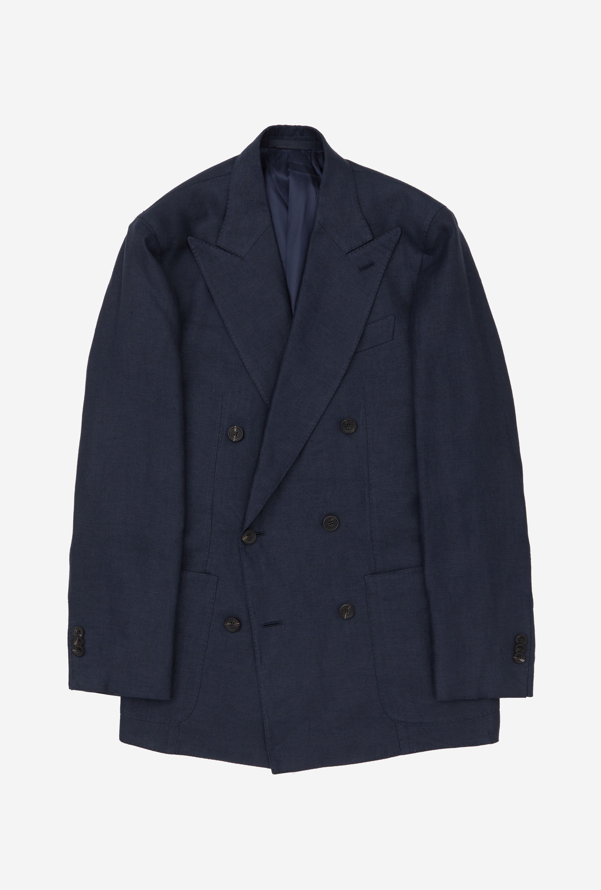 Sport Jacket Double Breasted Hemp-Linen Twill Navy