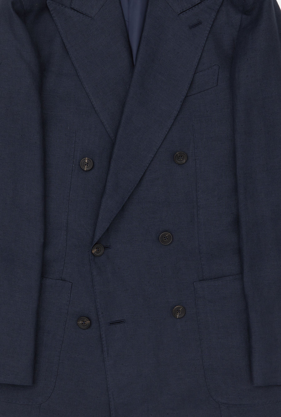 Sport Jacket Double Breasted Hemp-Linen Twill Navy