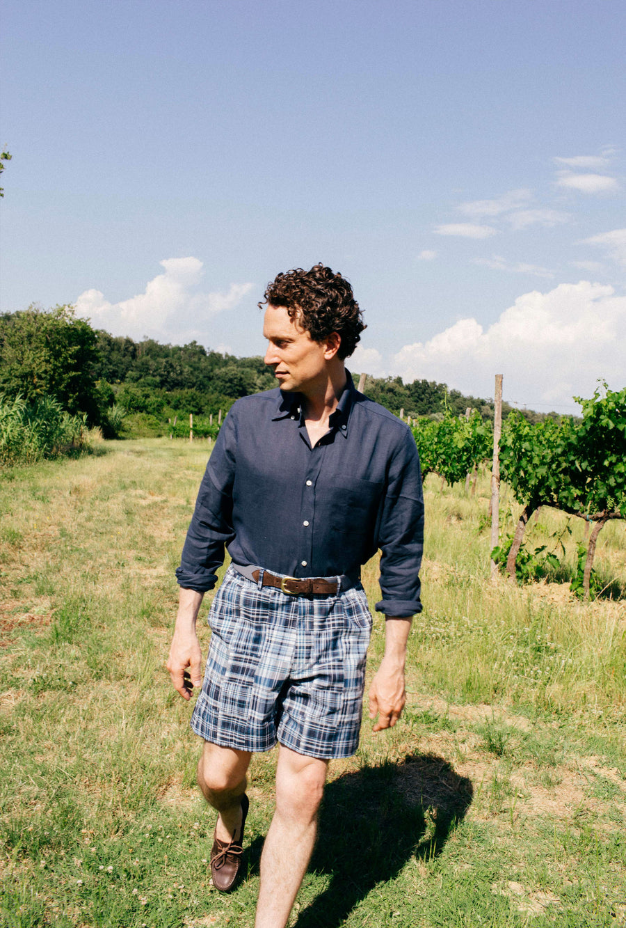 Madras Shorts Patchwork Blue