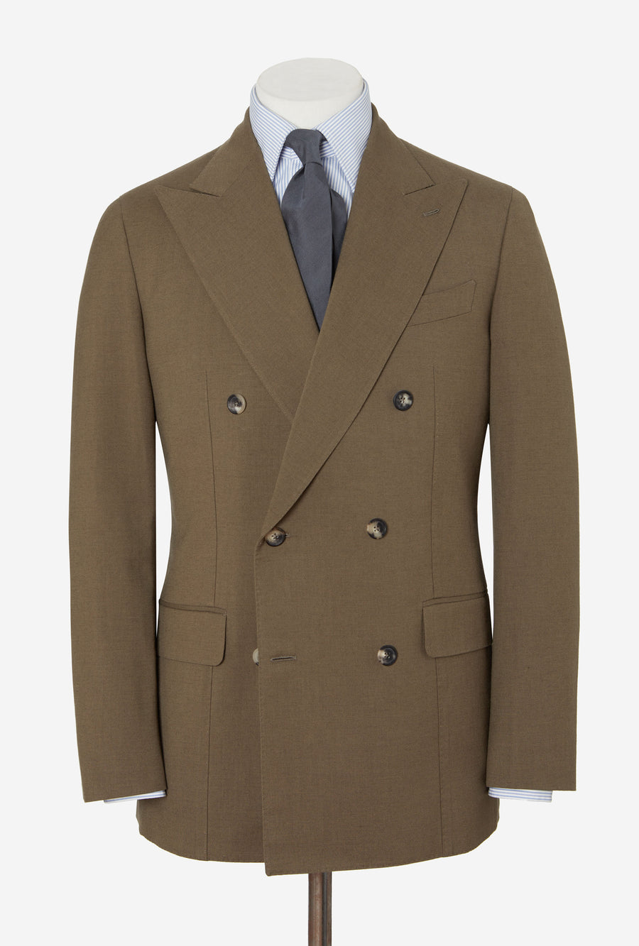 Suit Double Breasted Wool Cotton Khaki