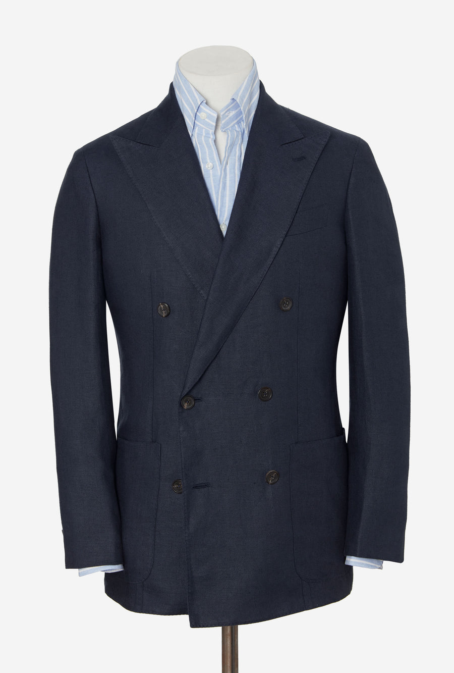 Sport Jacket Double Breasted Hemp-Linen Twill Navy