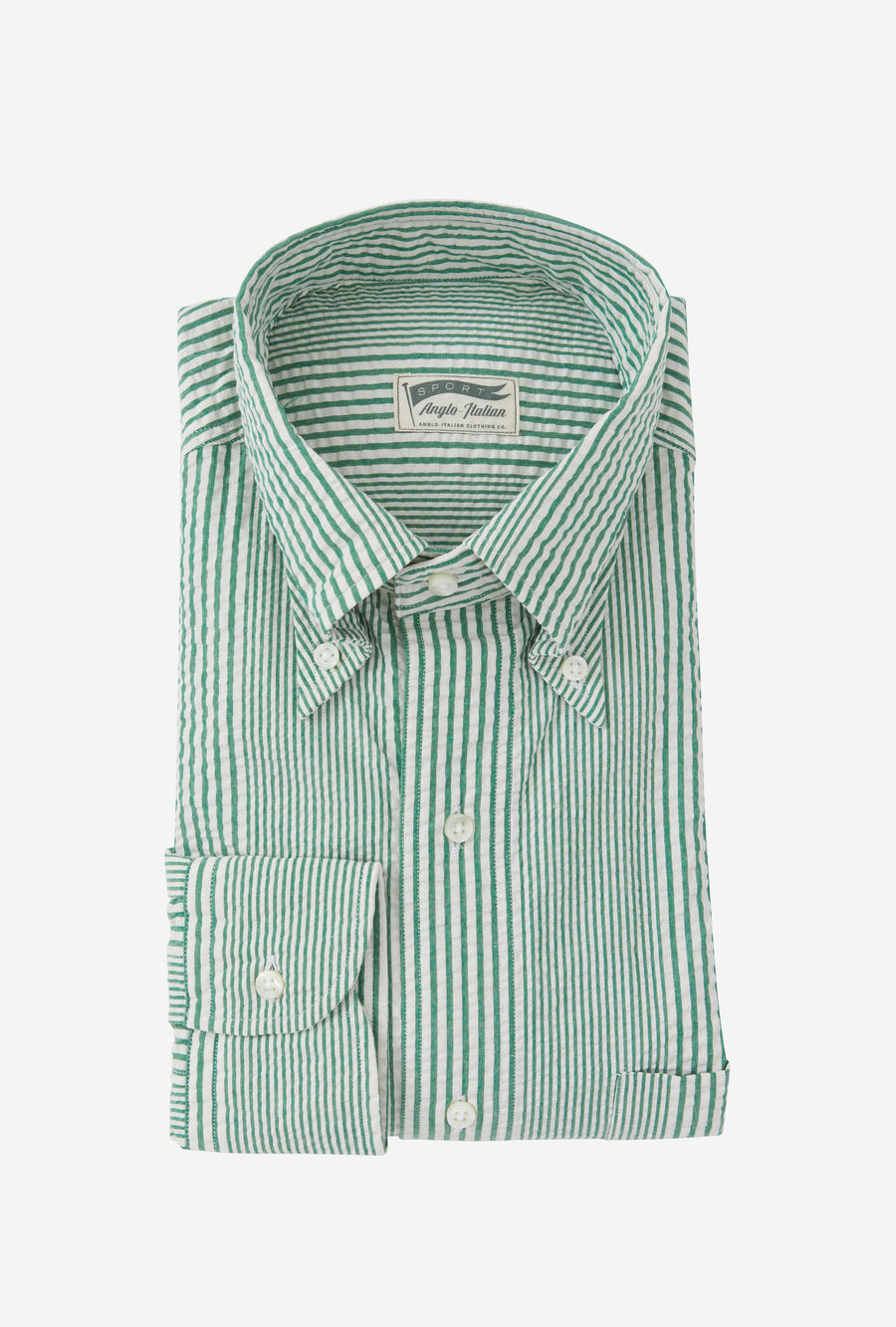 Grande Shirt Seersucker Emerald Stripe