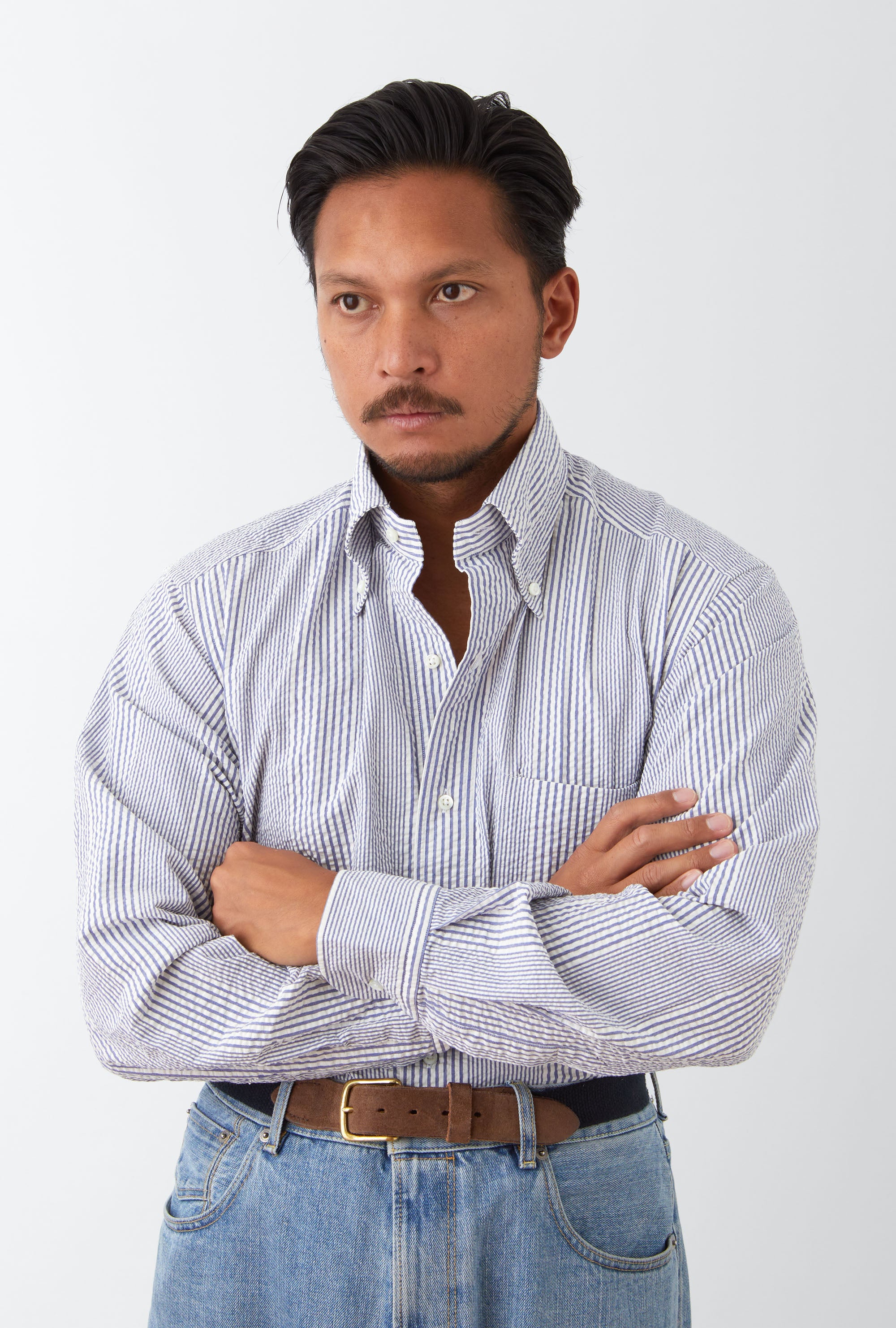 Grande Shirt Seersucker Royal Blue Stripe