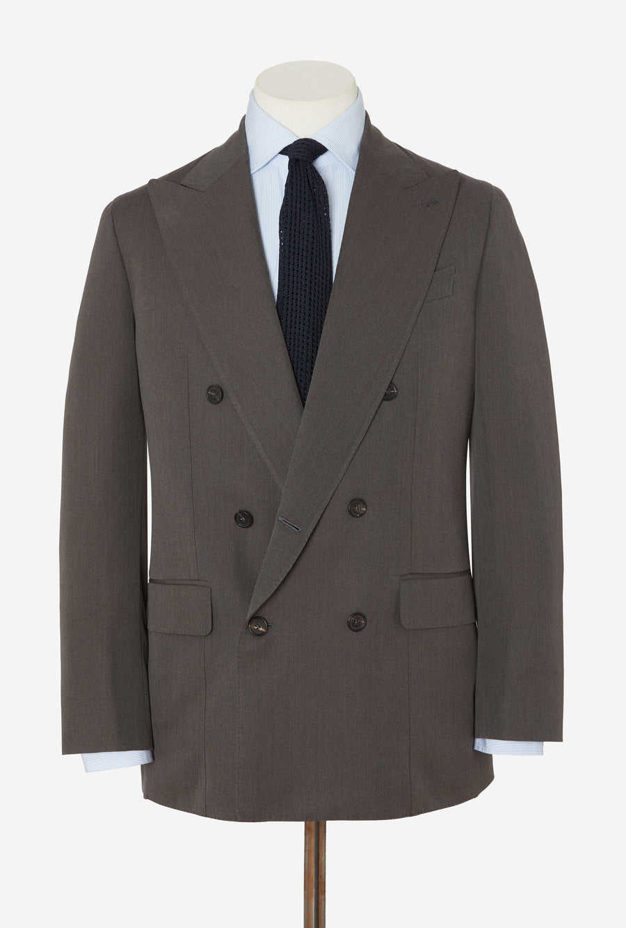 Suit Double Breasted Olive Wool Gabardine