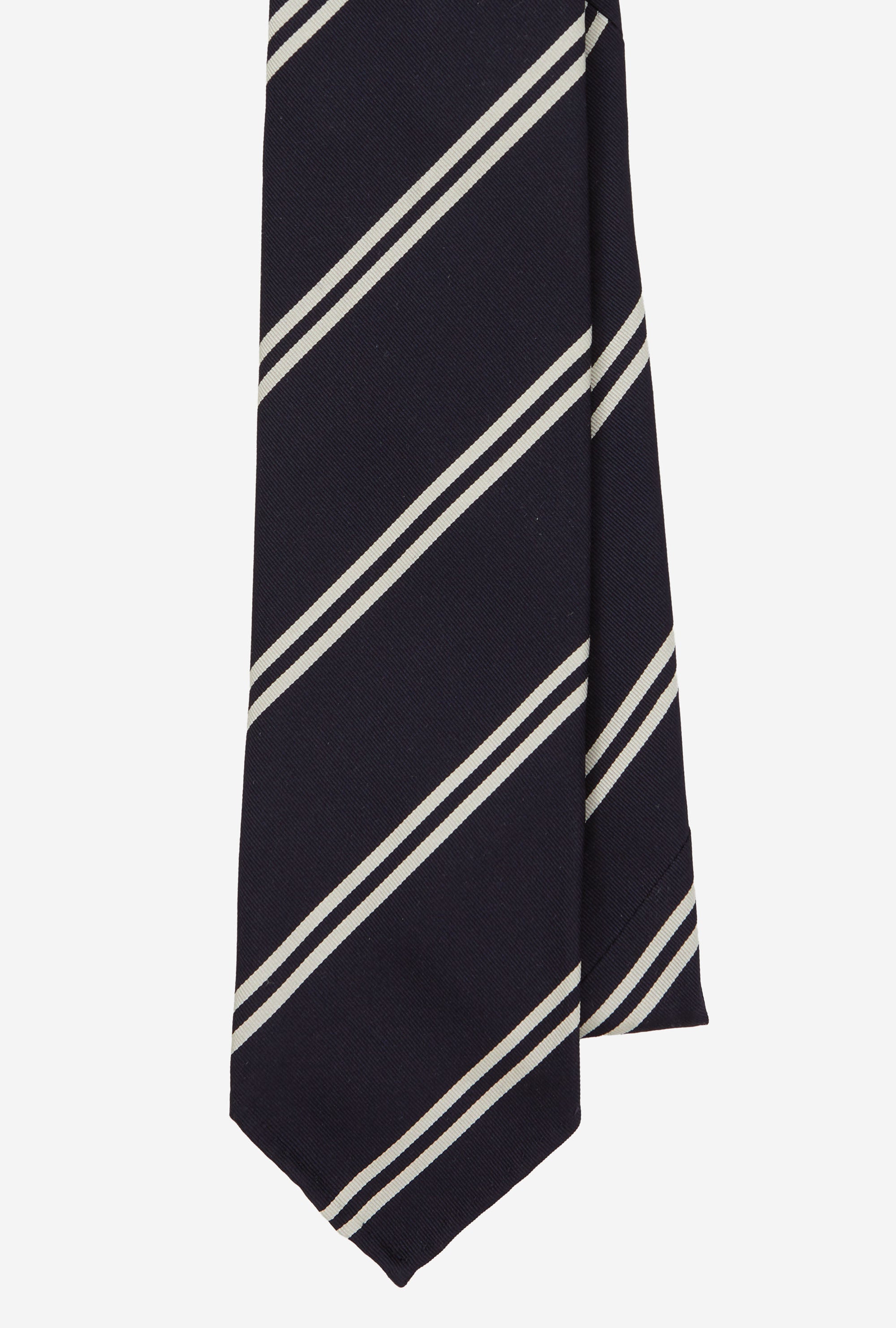 Mogador Silk Tie Navy White Stripe