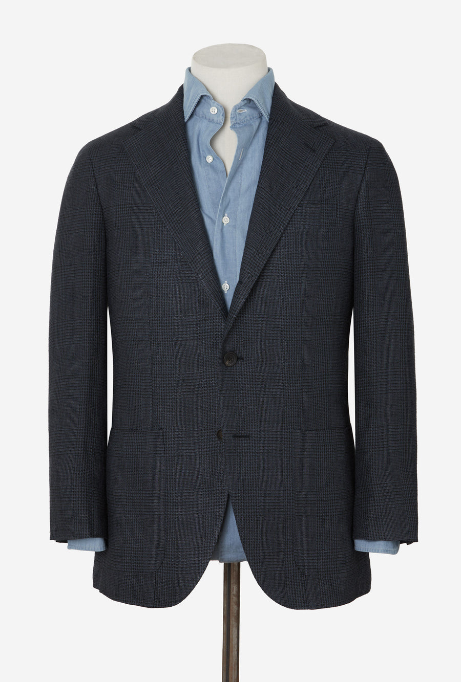 Sport Jacket Silk Linen Navy Glen Plaid